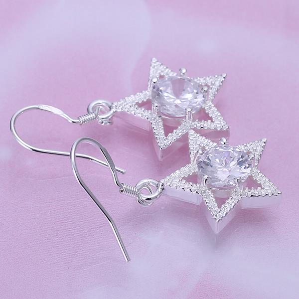 Wholesale Fashion Classic Silver Star Dangle Earring shinny big zircon women earring jewelry from China TGSPDE227 2