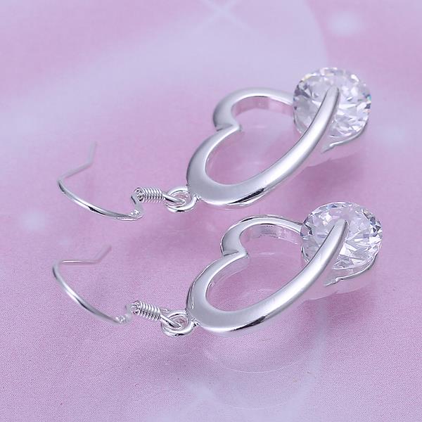 Wholesale Trendy Silver heart Dangle Earring High Quality Woman Fashion Earrings Retro Long Cubic Zirconia Earrings TGSPDE228 0