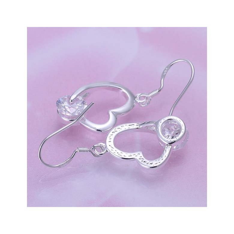 Wholesale Trendy Silver heart Dangle Earring High Quality Woman Fashion Earrings Retro Long Cubic Zirconia Earrings TGSPDE228 1