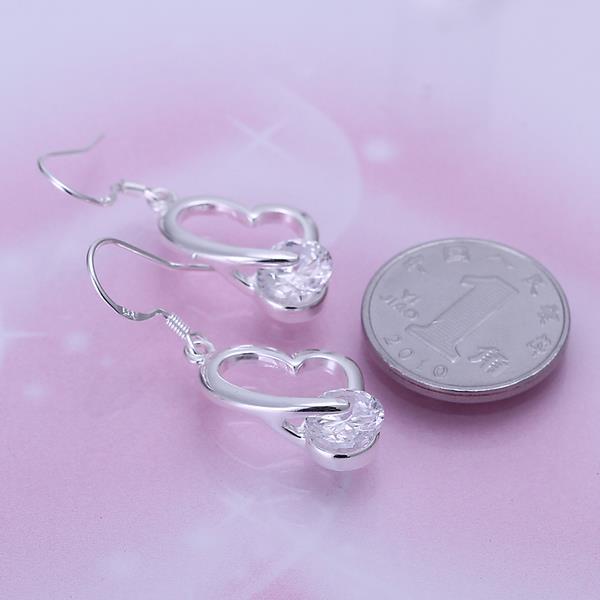 Wholesale Trendy Silver heart Dangle Earring High Quality Woman Fashion Earrings Retro Long Cubic Zirconia Earrings TGSPDE228 2