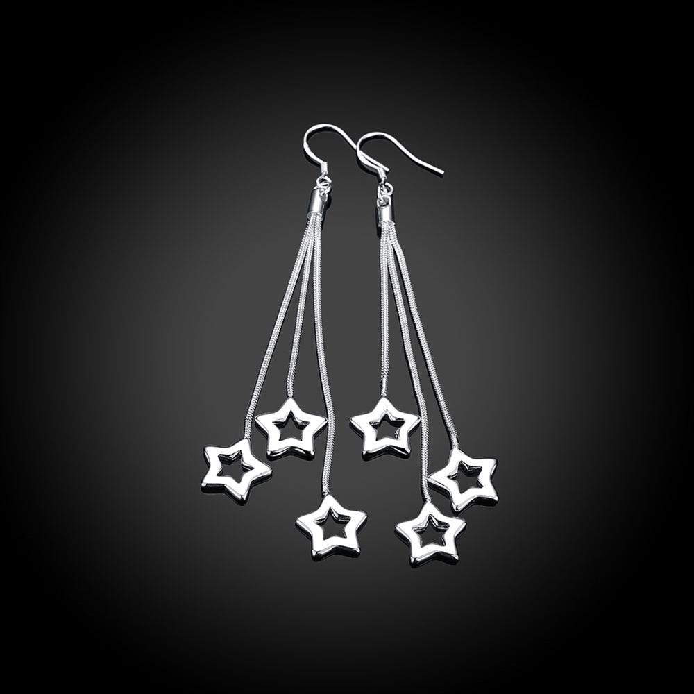 Wholesale Romantic Silver Star Dangle Earring fashion tassels earring jewelry wholesale from China TGSPDE231 2