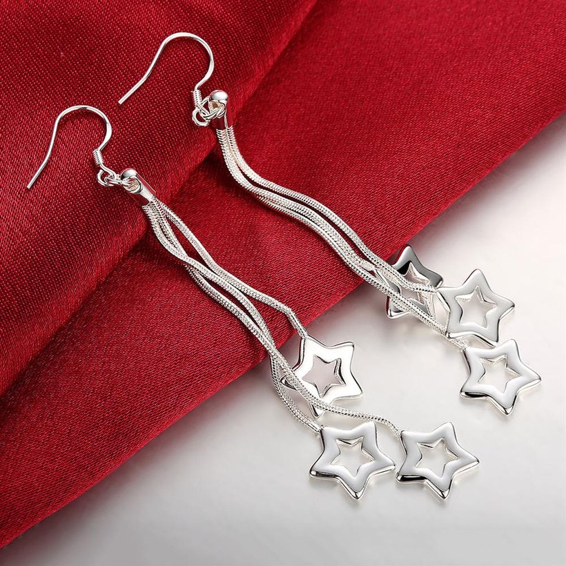 Wholesale Romantic Silver Star Dangle Earring fashion tassels earring jewelry wholesale from China TGSPDE231 3
