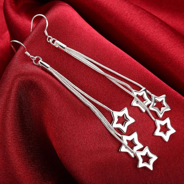 Wholesale Romantic Silver Star Dangle Earring fashion tassels earring jewelry wholesale from China TGSPDE231 4