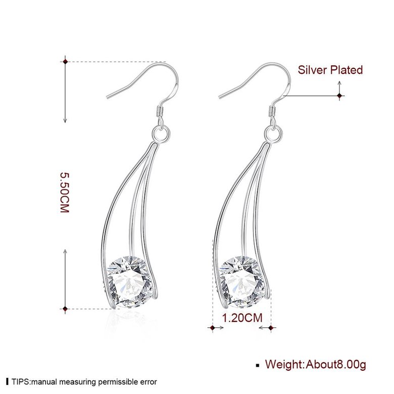 Wholesale Trendy Silver curved Dangle Earring High Quality Woman Fashion Earrings Retro Long Cubic Zirconia Pop Hook Earrings TGSPDE233 1