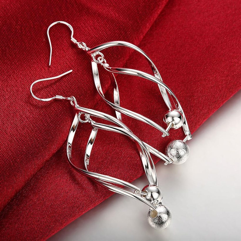 Wholesale Trendy Silver Plated Dangle Earring High Quality Twist Long Drop wedding party Earring Jewelry TGSPDE235 2