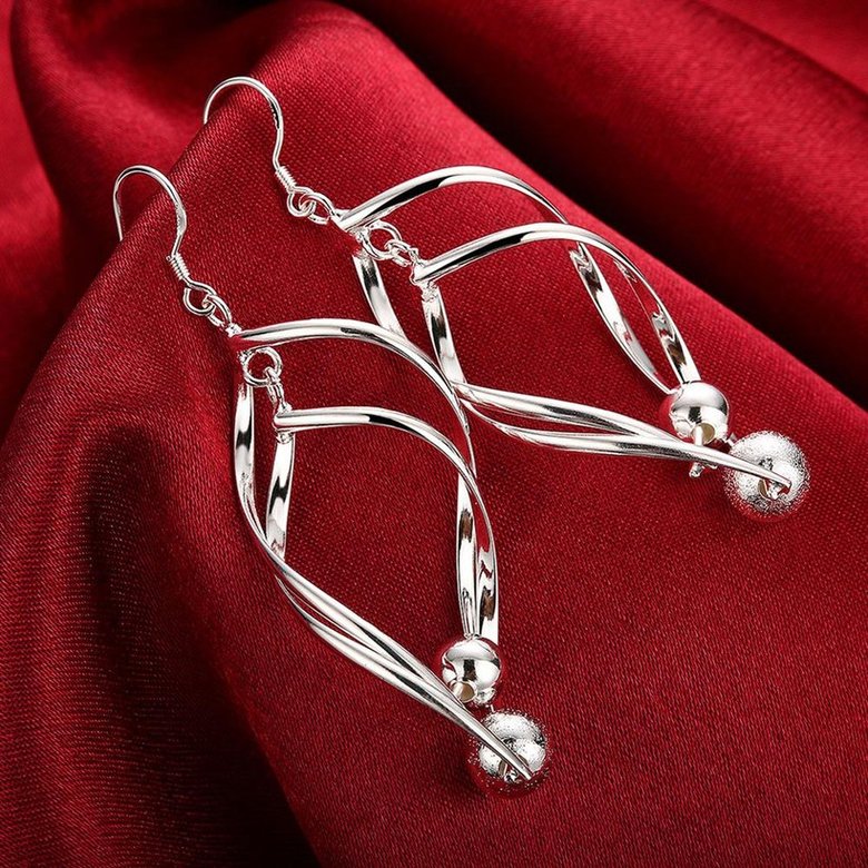 Wholesale Trendy Silver Plated Dangle Earring High Quality Twist Long Drop wedding party Earring Jewelry TGSPDE235 3