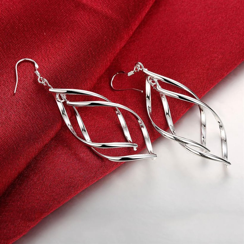 Wholesale Trendy Silver Plated Dangle Earring High Quality Twist Long Drop wedding party Earring Jewelry TGSPDE236 2