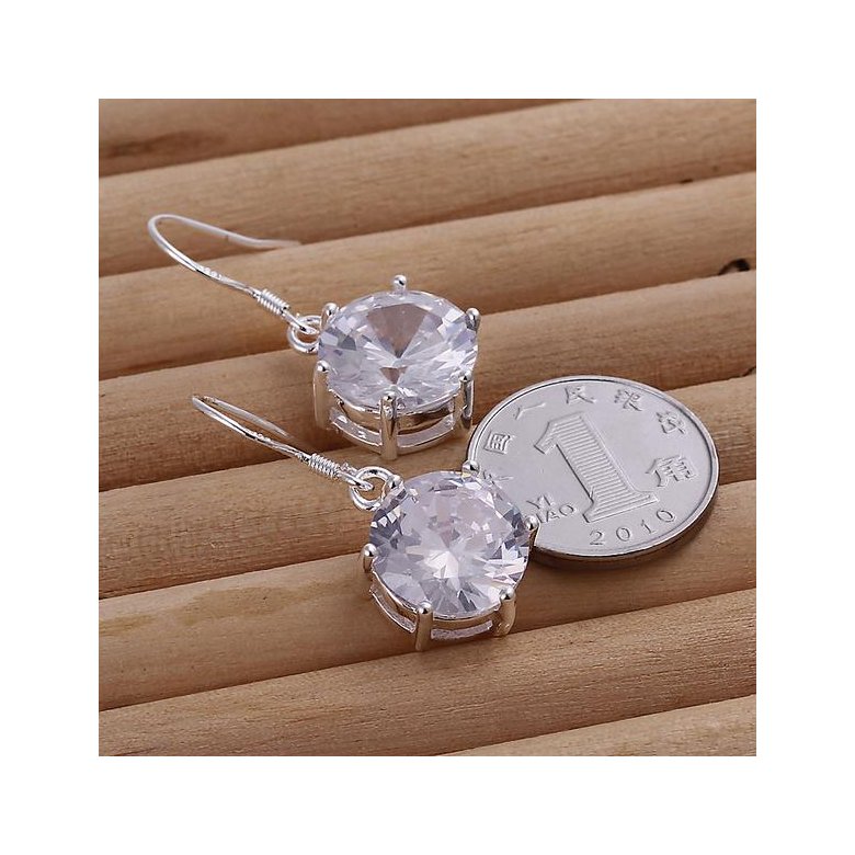 Wholesale Romantic Silver big round zircon Dangle Earring shinny elegant earring for women wedding jewelry TGSPDE240 0