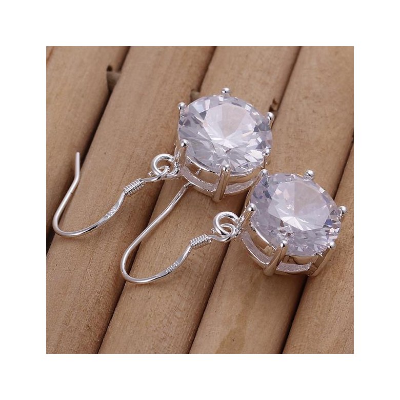 Wholesale Romantic Silver big round zircon Dangle Earring shinny elegant earring for women wedding jewelry TGSPDE240 1