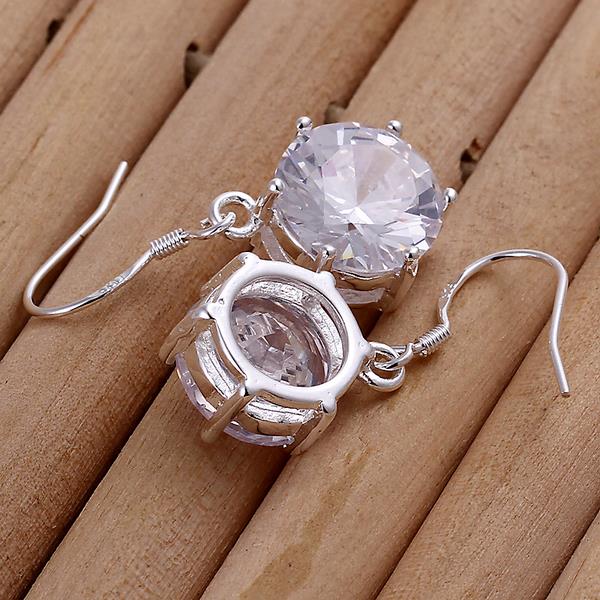Wholesale Romantic Silver big round zircon Dangle Earring shinny elegant earring for women wedding jewelry TGSPDE240 2