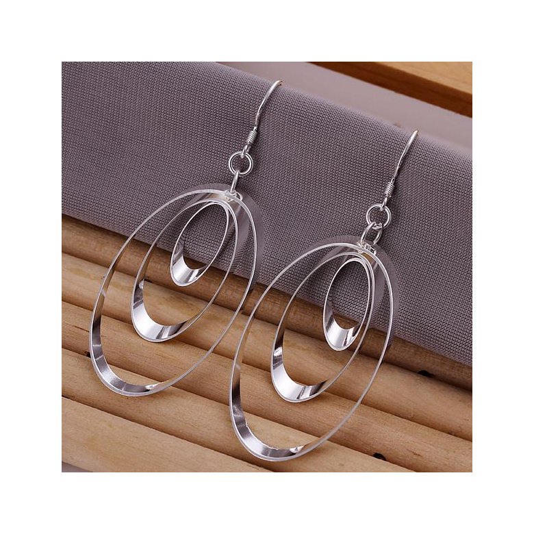 Wholesale Romantic Silver Round Dangle Earring Three Circle Drop Earrings For Women Wedding Fashion Jewelry TGSPDE244 0