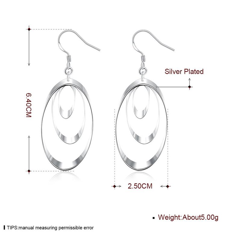 Wholesale Romantic Silver Round Dangle Earring Three Circle Drop Earrings For Women Wedding Fashion Jewelry TGSPDE244 2