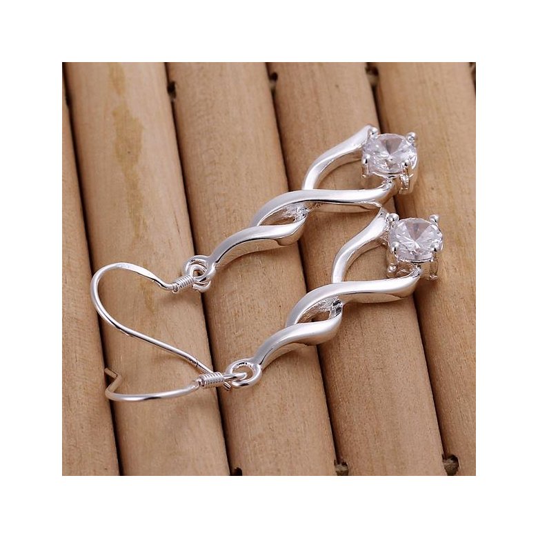 Wholesale Trendy Silver Plated zircon Dangle Earring High Quality Twist Long Drop wedding party Earring Jewelry TGSPDE246 0
