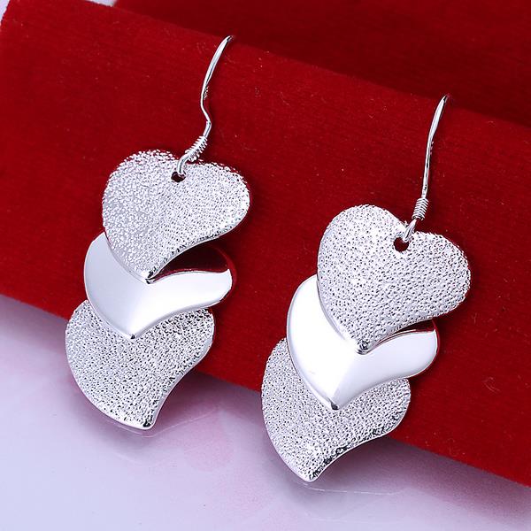 Wholesale Romantic Silver Heart Dangle Earring high quality unique women jewelry fine gift TGSPDE250 1