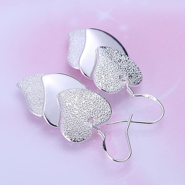 Wholesale Romantic Silver Heart Dangle Earring high quality unique women jewelry fine gift TGSPDE250 2
