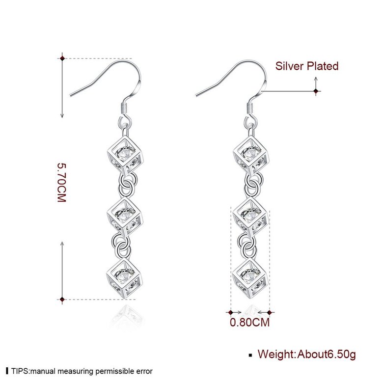 Wholesale Trendy Silver Geometric CZ Dangle Earring hot sale sparking cubic Elegant Long for Women Ear delicate cute Earings TGSPDE257 1