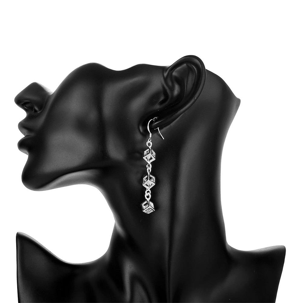 Wholesale Trendy Silver Geometric CZ Dangle Earring hot sale sparking cubic Elegant Long for Women Ear delicate cute Earings TGSPDE257 4
