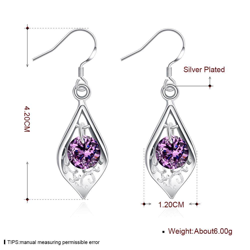 Wholesale Romantic Silver water drop CZ Dangle Earring Fashion Jewelry High Quality Crystal Zircon purple Hot Selling Earrings TGSPDE258 2