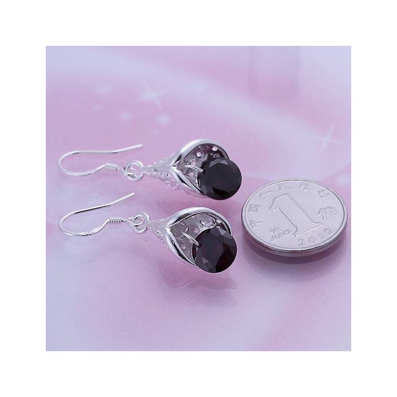 Wholesale Romantic Silver water drop CZ Dangle Earring Fashion Jewelry High Quality Crystal Zircon black Hot Selling Earrings TGSPDE259 0