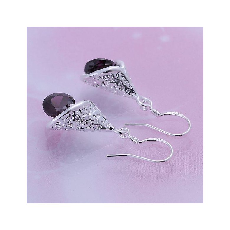 Wholesale Romantic Silver water drop CZ Dangle Earring Fashion Jewelry High Quality Crystal Zircon black Hot Selling Earrings TGSPDE259 1