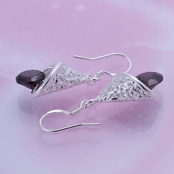 Wholesale Romantic Silver water drop CZ Dangle Earring Fashion Jewelry High Quality Crystal Zircon black Hot Selling Earrings TGSPDE259 2