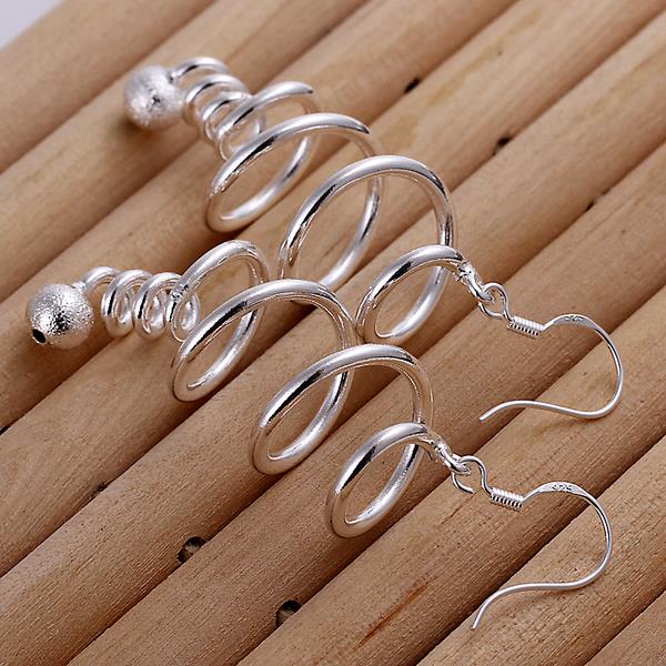 Wholesale Fine hot charm women lady Valentine's gift silver color ball charm Women circles earrings free shipping jewelry TGSPDE262 2