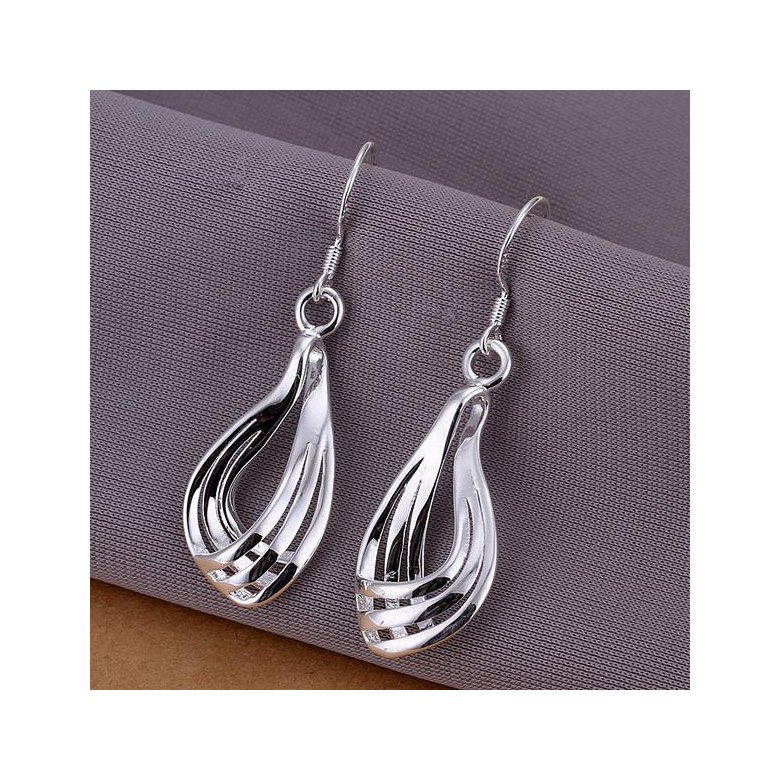 Wholesale Fashion jewelry China Silver plated Water Drop Dangle Earring  Twist Wave Line Earring fine Jewelry gift TGSPDE265 1