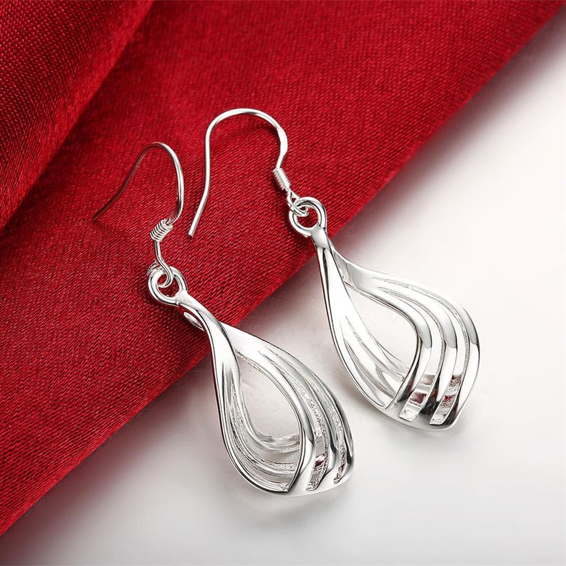 Wholesale Fashion jewelry China Silver plated Water Drop Dangle Earring  Twist Wave Line Earring fine Jewelry gift TGSPDE265 2