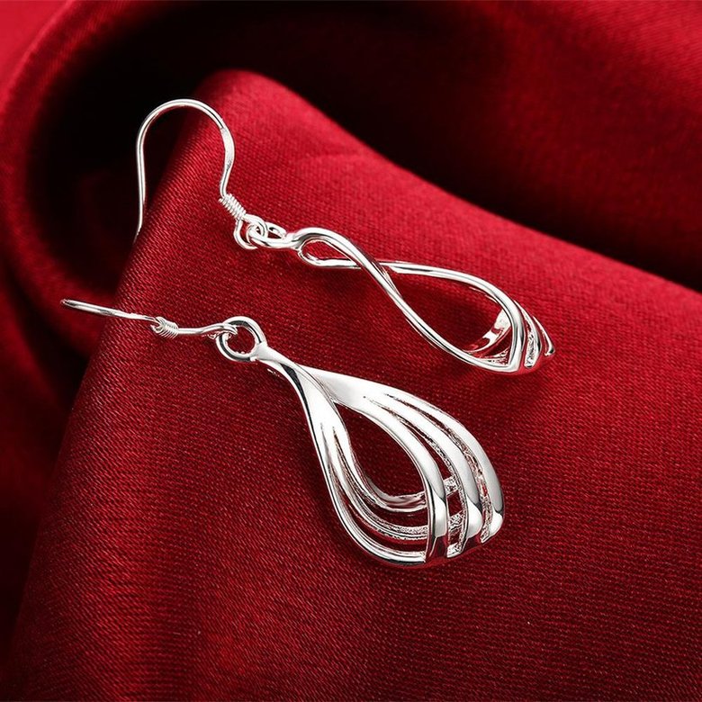 Wholesale Fashion jewelry China Silver plated Water Drop Dangle Earring  Twist Wave Line Earring fine Jewelry gift TGSPDE265 3