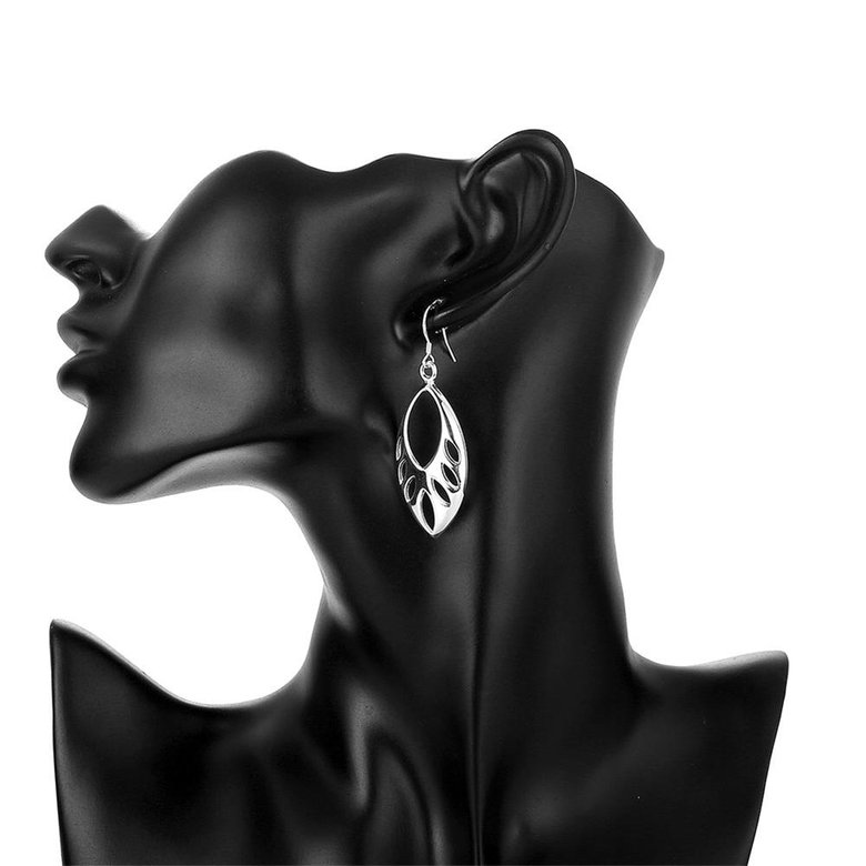 Wholesale Trendy Ethnic Style leaf Shape Hook Earring for Female Simple Design Silver Color Elegant Women Earring Minimalist Gift Dropship TGSPDE266 4