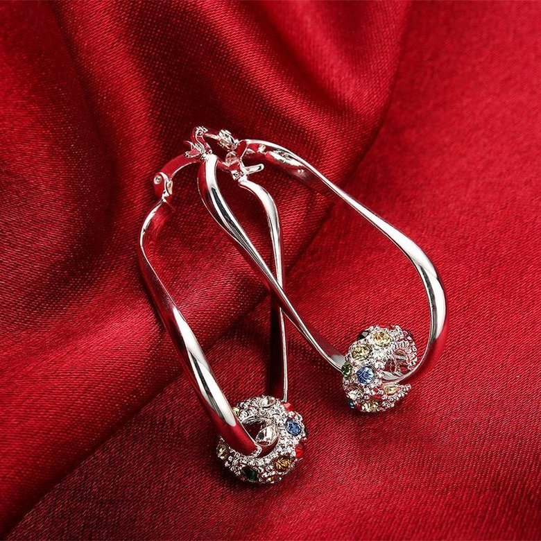 Wholesale Romantic Silver plated  colourful zircon crystal ball Dangle Earring  fashion earrings brand exaggerated wholesale jewelry TGSPDE271 2