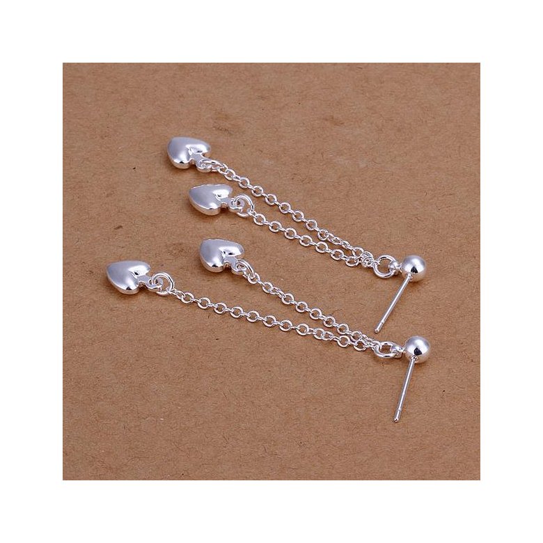 Wholesale Trendy Silver Heart Dangle Earring new woman Jewelry tassel heart wedding party earrings TGSPDE273 0