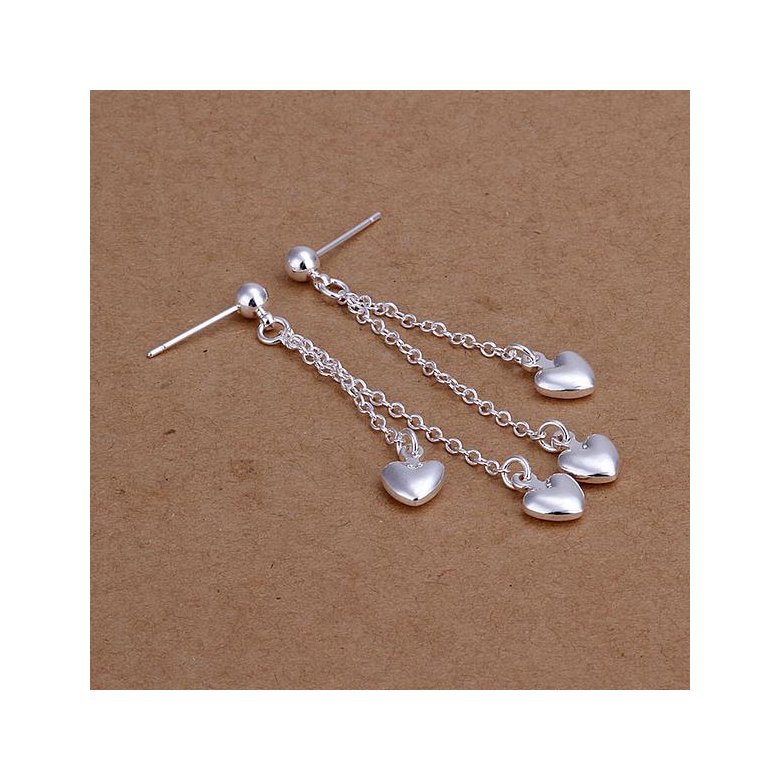 Wholesale Trendy Silver Heart Dangle Earring new woman Jewelry tassel heart wedding party earrings TGSPDE273 2