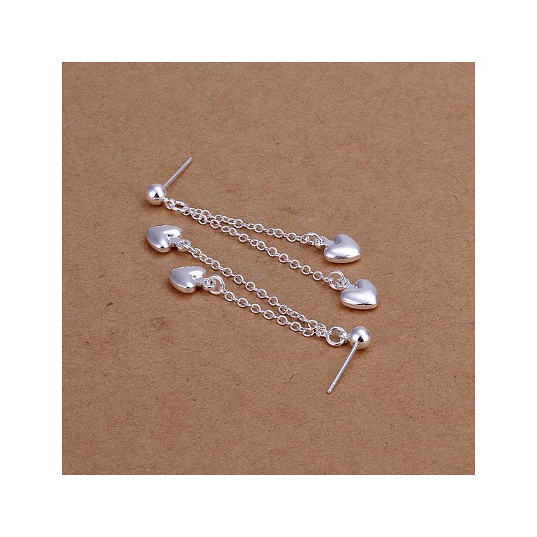Wholesale Trendy Silver Heart Dangle Earring new woman Jewelry tassel heart wedding party earrings TGSPDE273 3