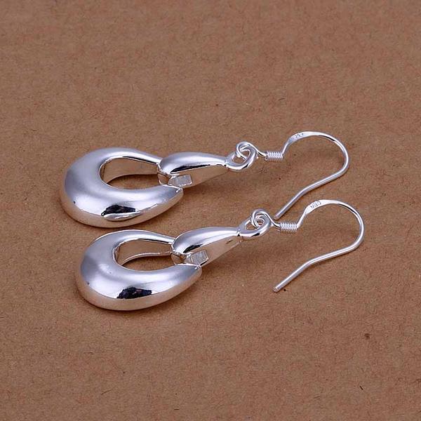 Wholesale Fine hot charm women lady Valentine's gift silver color water drop charm Women circles earrings free shipping jewelry TGSPDE275 1