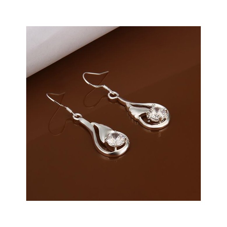 Wholesale Romantic Silver water drop zircon Dangle Earring shinny elegant earring for women wedding jewelry TGSPDE281 0