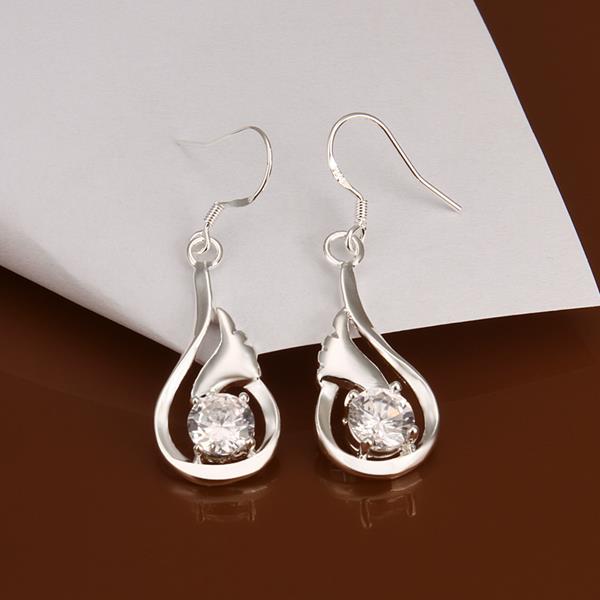Wholesale Romantic Silver water drop zircon Dangle Earring shinny elegant earring for women wedding jewelry TGSPDE281 1