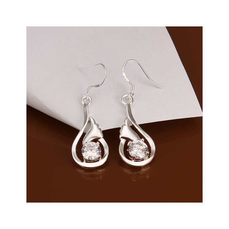 Wholesale Romantic Silver water drop zircon Dangle Earring shinny elegant earring for women wedding jewelry TGSPDE281 1