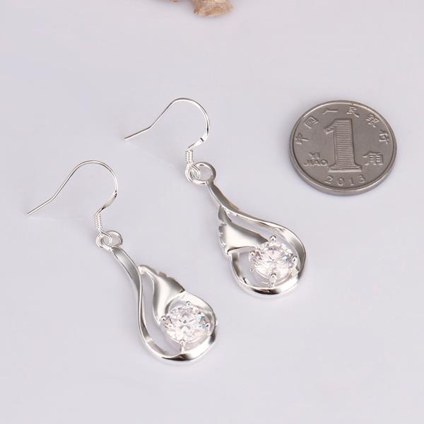 Wholesale Romantic Silver water drop zircon Dangle Earring shinny elegant earring for women wedding jewelry TGSPDE281 2