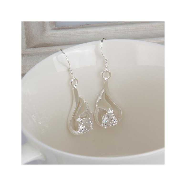Wholesale Romantic Silver water drop zircon Dangle Earring shinny elegant earring for women wedding jewelry TGSPDE281 3