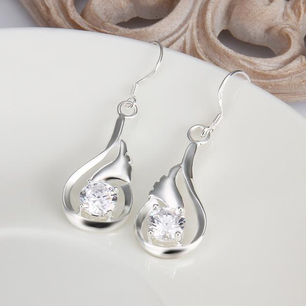 Wholesale Romantic Silver water drop zircon Dangle Earring shinny elegant earring for women wedding jewelry TGSPDE281 4