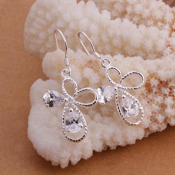 Wholesale Romantic Silver water drop zircon Dangle Earring shinny elegant earring for women wedding jewelry TGSPDE283 1