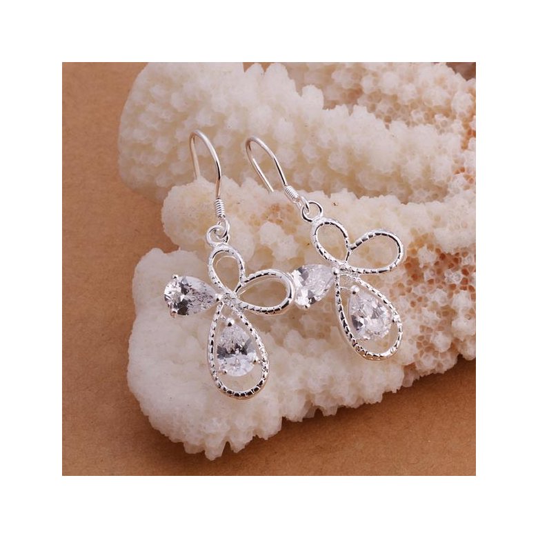 Wholesale Romantic Silver water drop zircon Dangle Earring shinny elegant earring for women wedding jewelry TGSPDE283 1