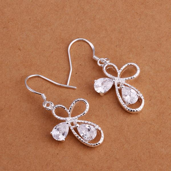 Wholesale Romantic Silver water drop zircon Dangle Earring shinny elegant earring for women wedding jewelry TGSPDE283 2