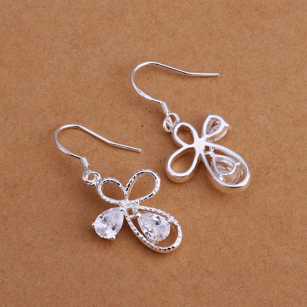 Wholesale Romantic Silver water drop zircon Dangle Earring shinny elegant earring for women wedding jewelry TGSPDE283 3