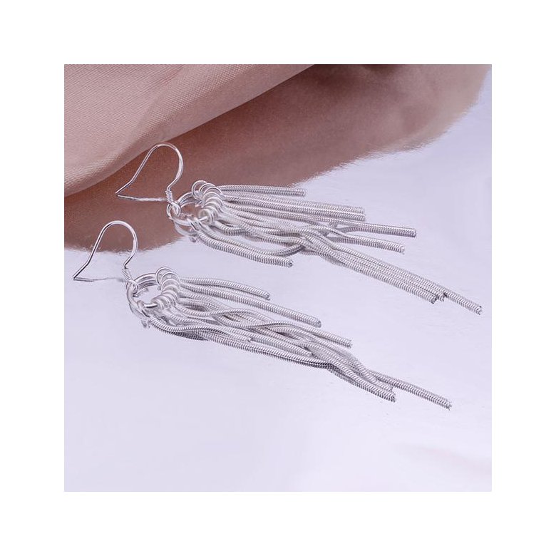 Wholesale New Silver Color Long Tassel Earrings for Women Bridal Drop Dangling Earrings Brincos Wedding Jewelry TGSPDE292 0