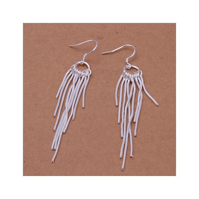 Wholesale New Silver Color Long Tassel Earrings for Women Bridal Drop Dangling Earrings Brincos Wedding Jewelry TGSPDE292 1