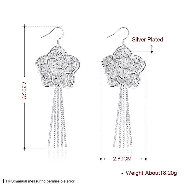 Wholesale Hot selling Earring silver color flower tassel fashion elegant charms earrings  for women lady girl wedding gift jewelry  TGSPDE294 0