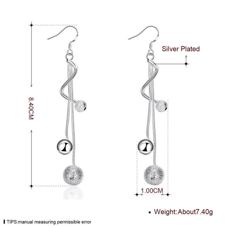 Wholesale Romantic Silver Ball Dangle Earring For Women Twist Sanding Smooth Balls Long Snake Chains Hanging Drop Earring Wedding Jewelry TGSPDE295 4