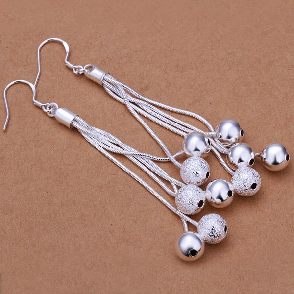 Wholesale Romantic silver female models long paragraph five beads earrings retro fashion lovely wild super flash jewelry TGSPDE296 0